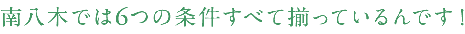 南八木では6つの条件すべて揃っているんです！